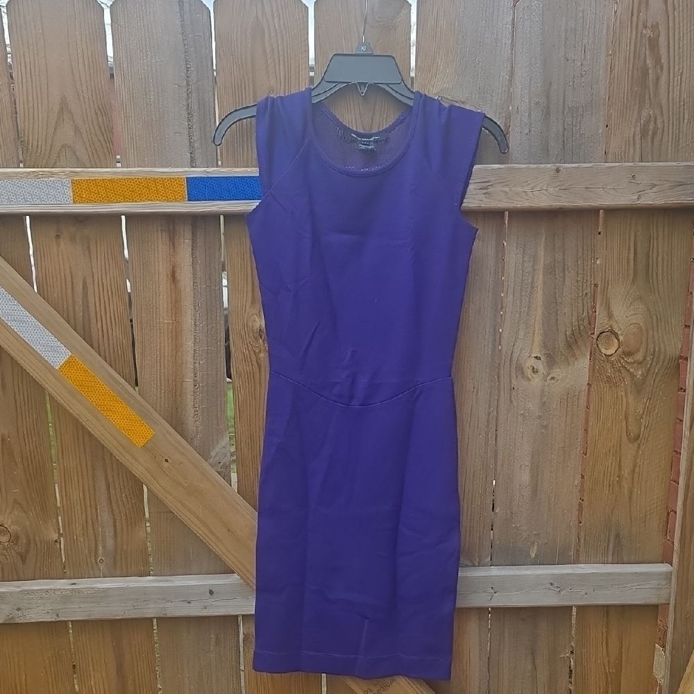 French Connection Deep Purple Cap-Sleeve  Dress